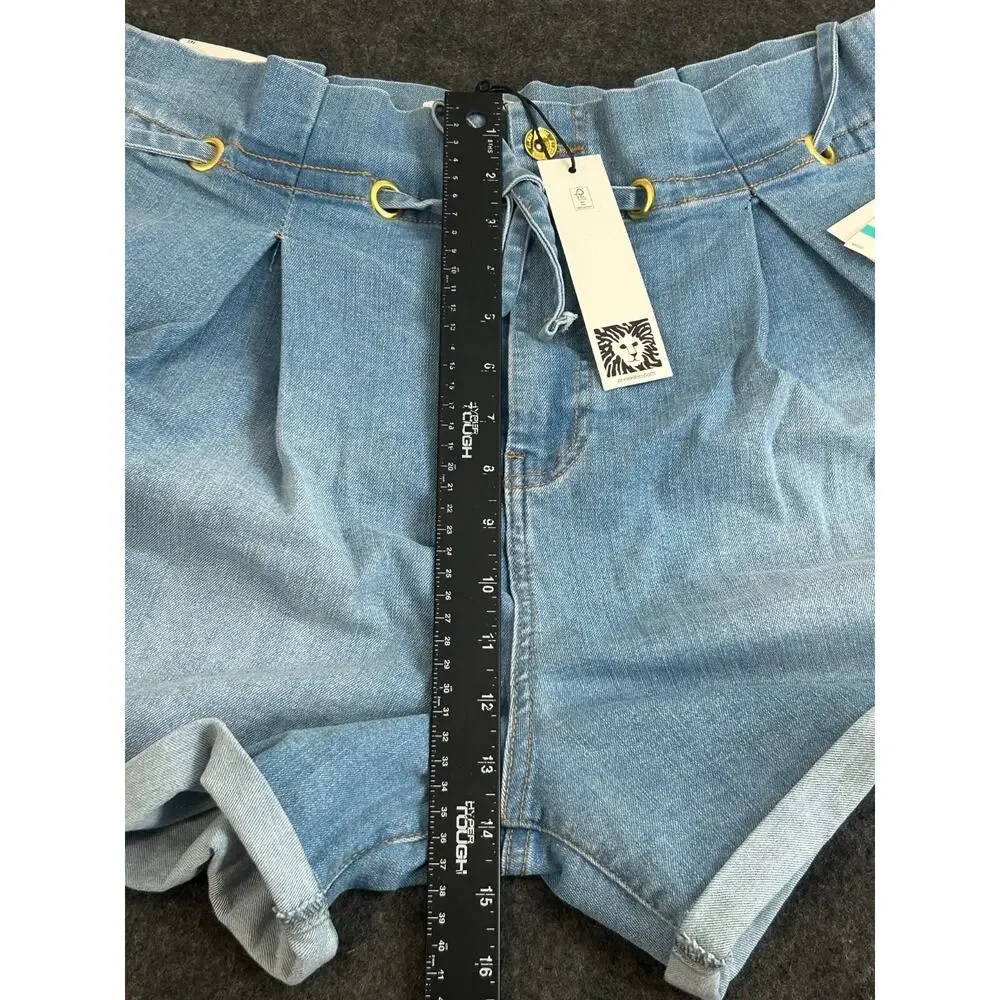 Anne Klein Women's Paperbag Denim Shorts Bethany Blue Size 16 NWT $60‎